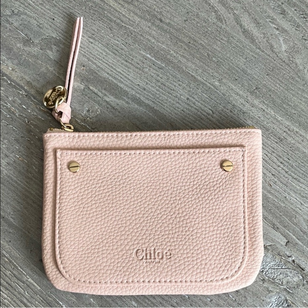 Chloé mini zippered pouch with pocket and gold hardware